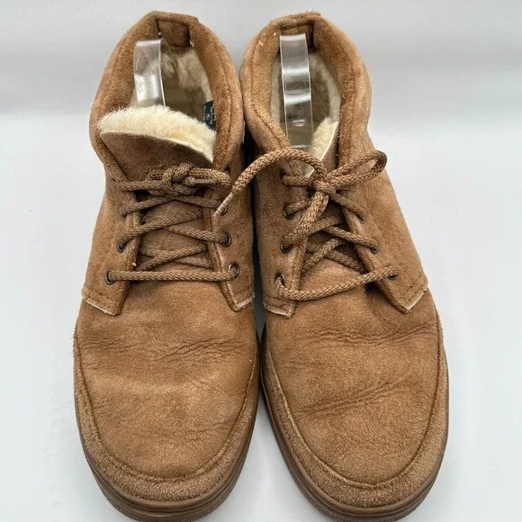 Vtg UGG Chukka Boots Mens Size 11 Brown Suede Pure Wool Lined Winter Luxury Cozy